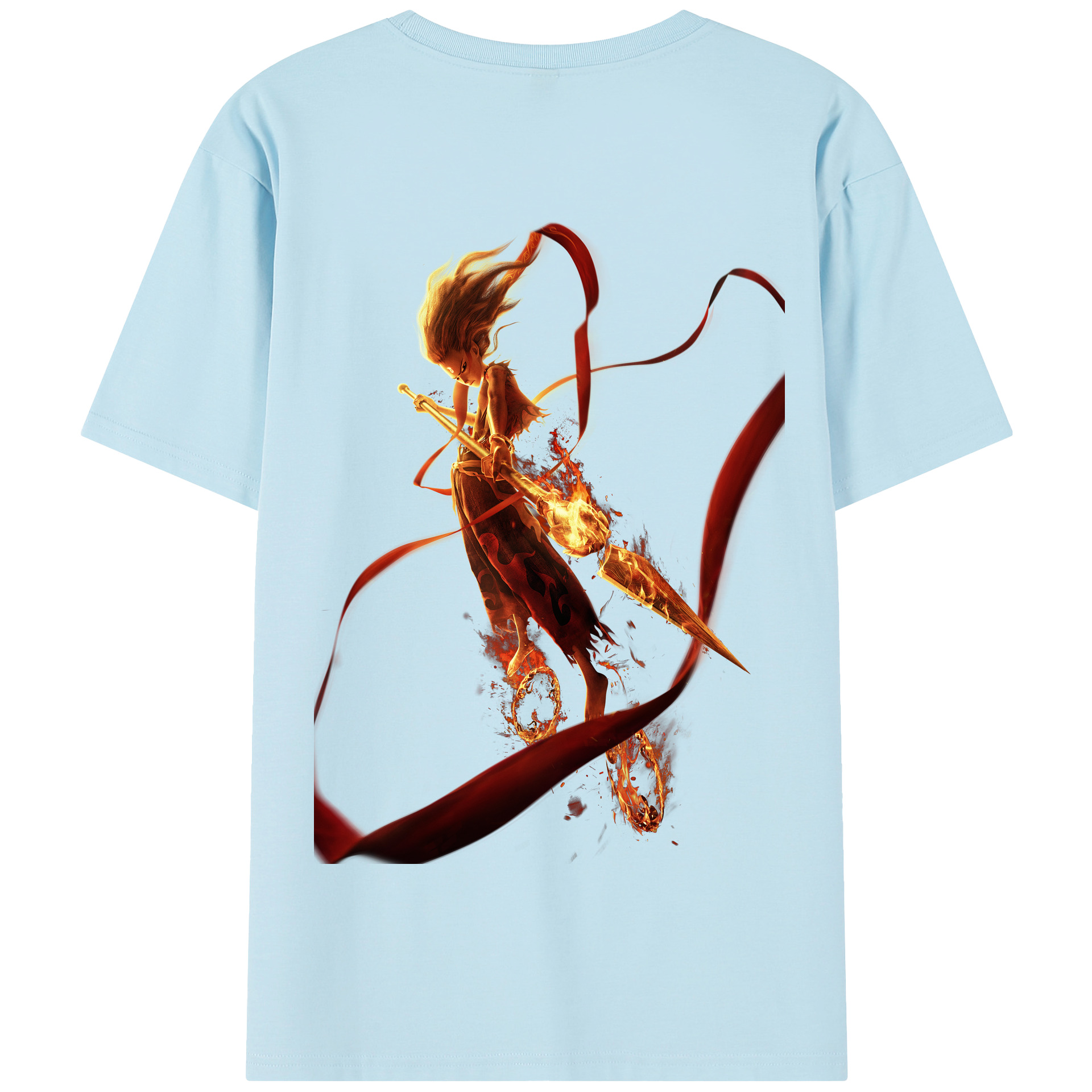 （画像用） Ne Zha 2 ナタ 魔童の大暴れ 綿100％半袖Tシャツ（背面プリント）